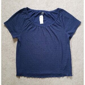 Lane Bryant Nwt Women's Blouse Stretchy Elastic Neck Navy Blue Size 18/20